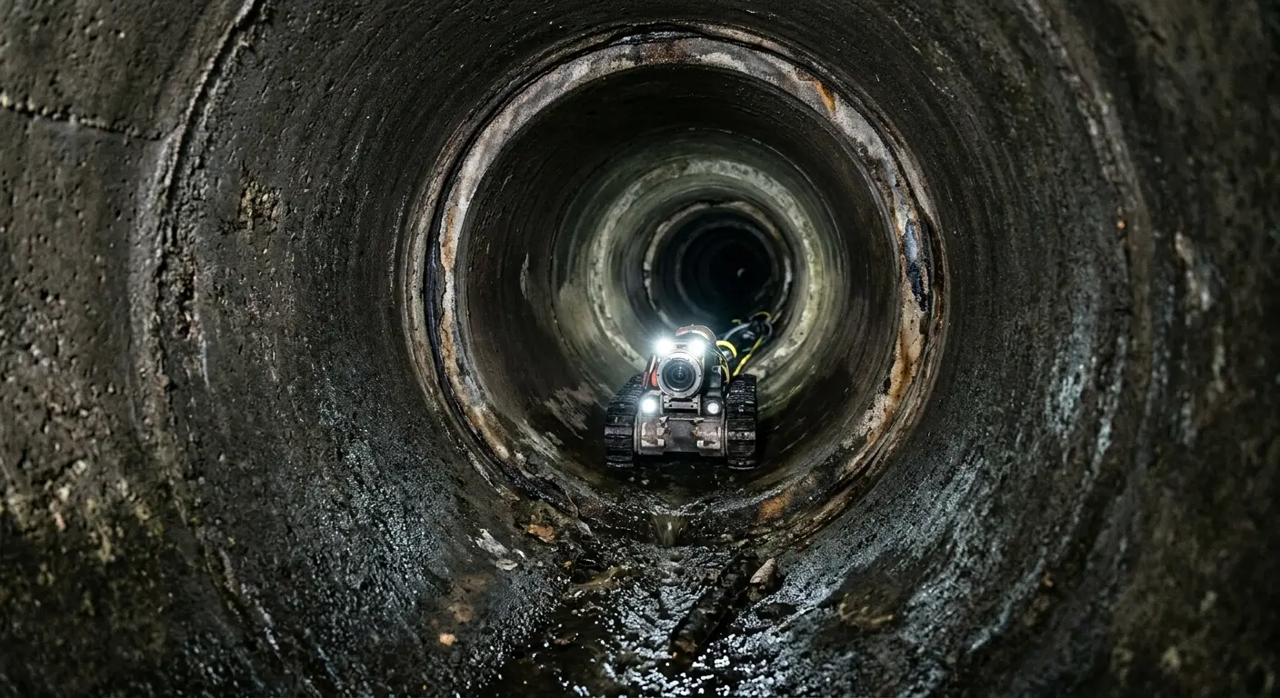 Robotic sewer camera inspecting pipe interior for Sewer Line Repair in Portsmouth